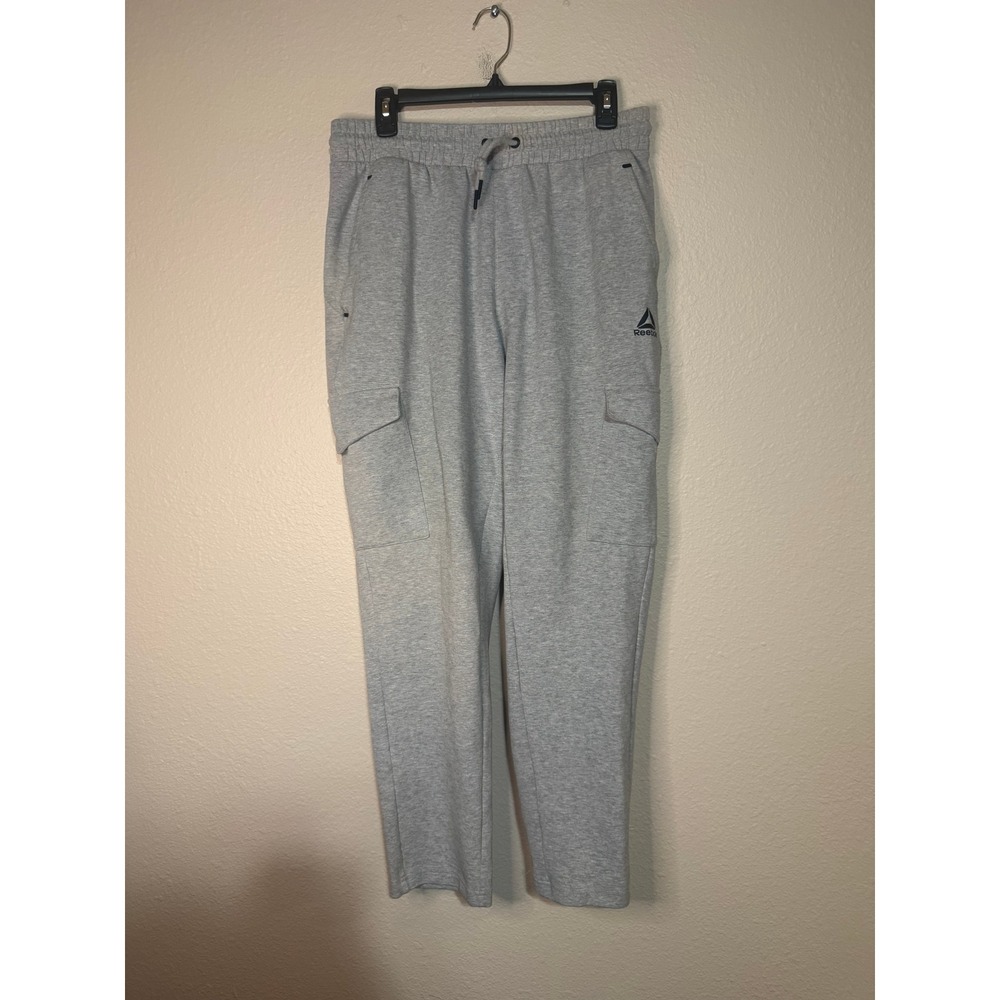 Reebok Mens Heather Gray Cargo Jogger Sweatpants Size Medium Athletic Pants